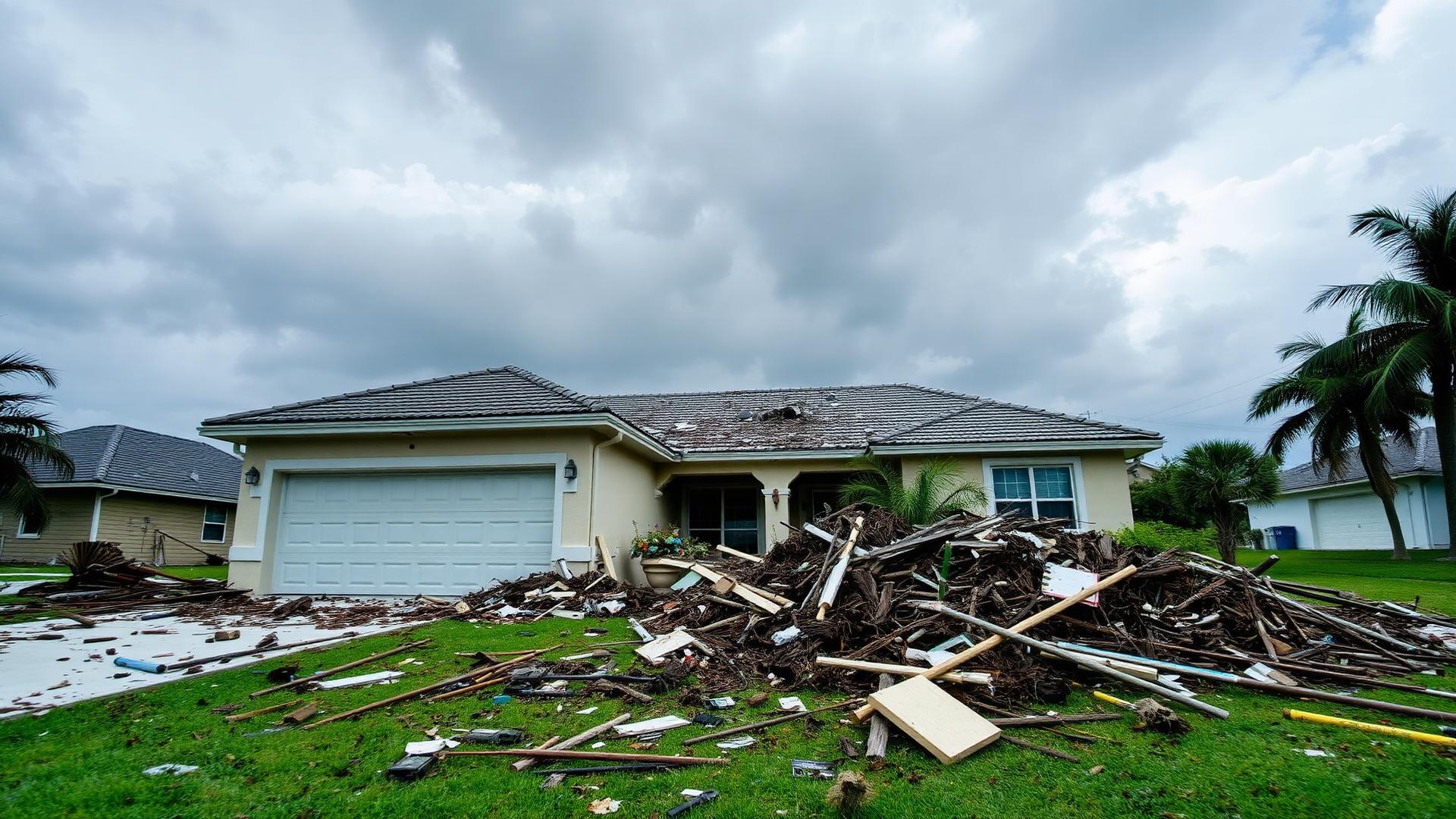 Storm damage on a residential property